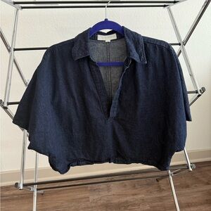 Dark Blue Denim Cropped Shirt